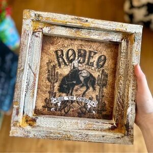 Rustic Boho Rodeo Ride ‘Em Cowboy Western Art 10” square